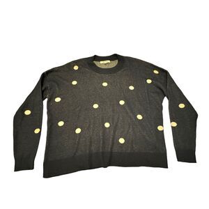 Madewell Dot Pullover Women's Size S Navy Blue White Polka Dot Crew Neck Sweater